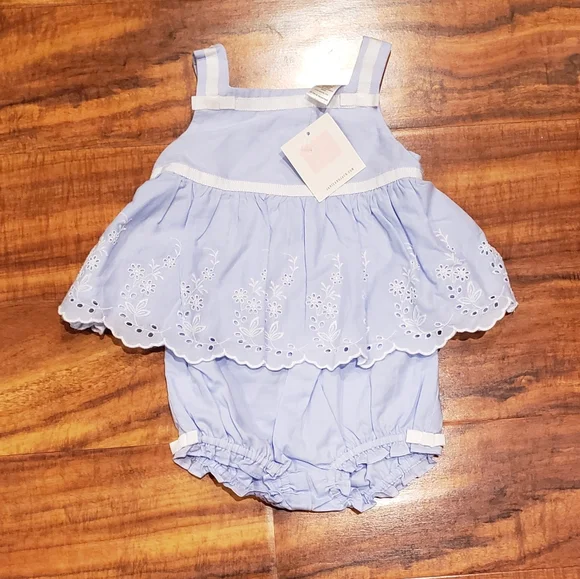 Janie and Jack NWT 12-18 months periwinkle floral eyelet two-piece set - Picture 1 of 8